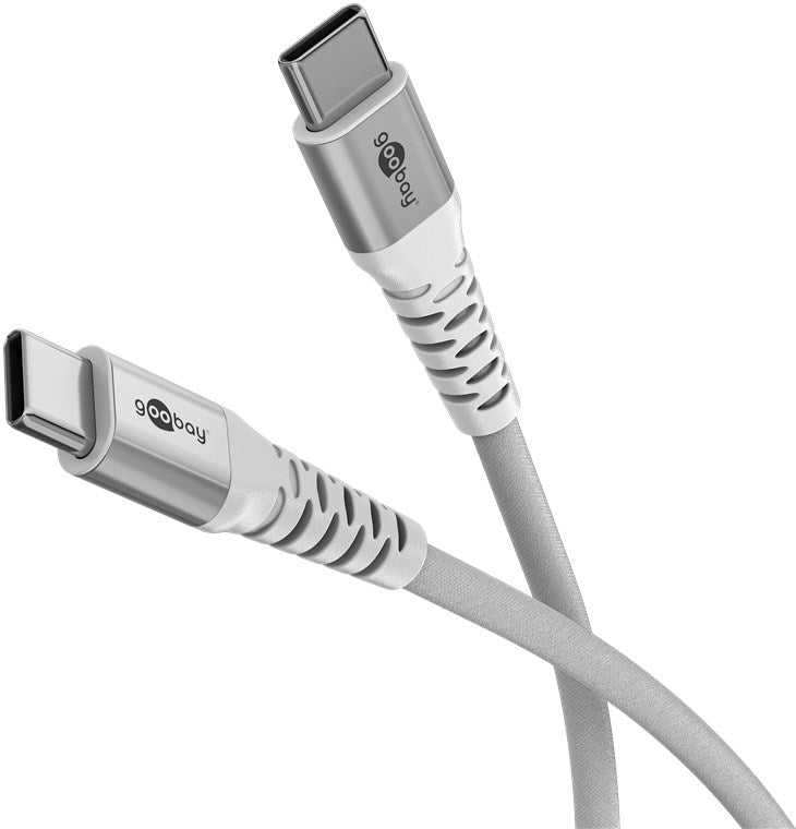 USB-C™ superblødt tekstilkabel med metalstik, 2 m, hvid