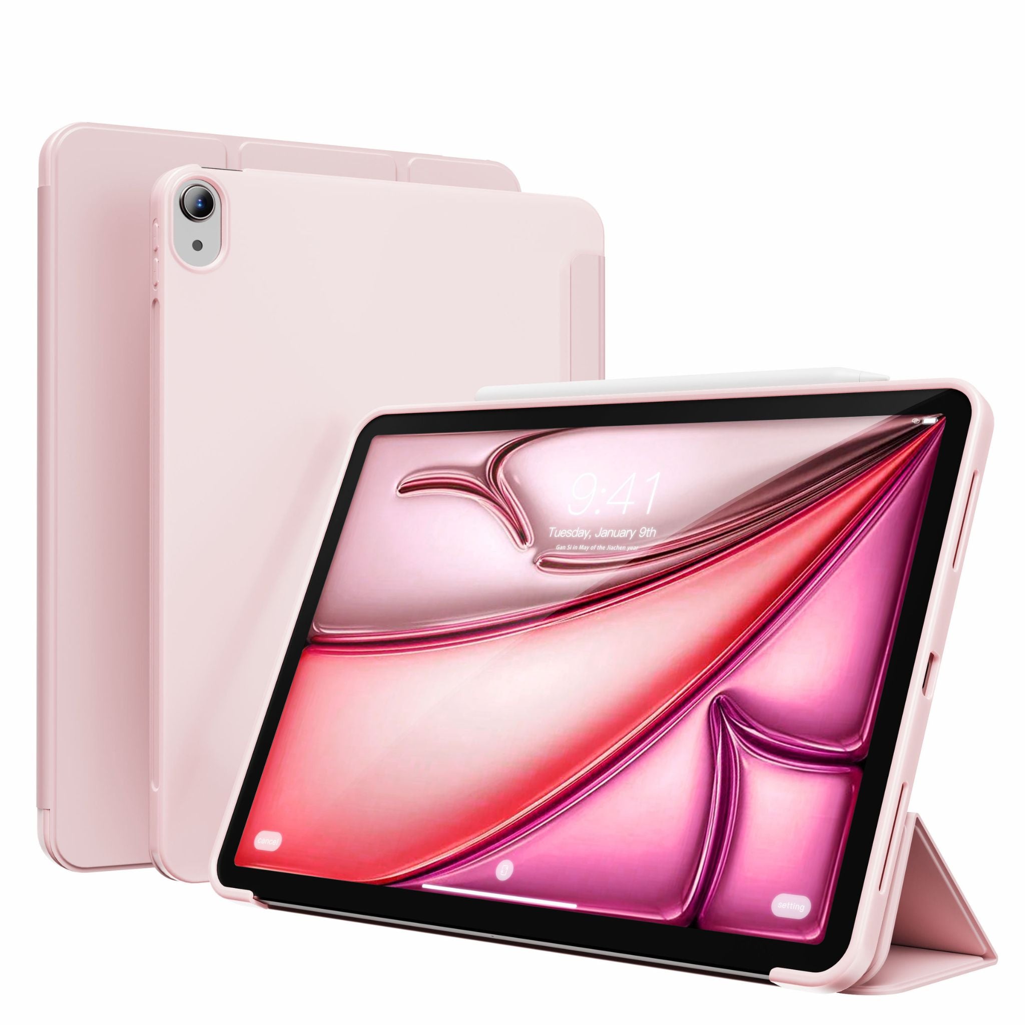 PU-læder flip-cover til iPad Air 13 2024 M2 med blød TPU-bagside og smart standfunktion til beskyttelse mod stød og ridser