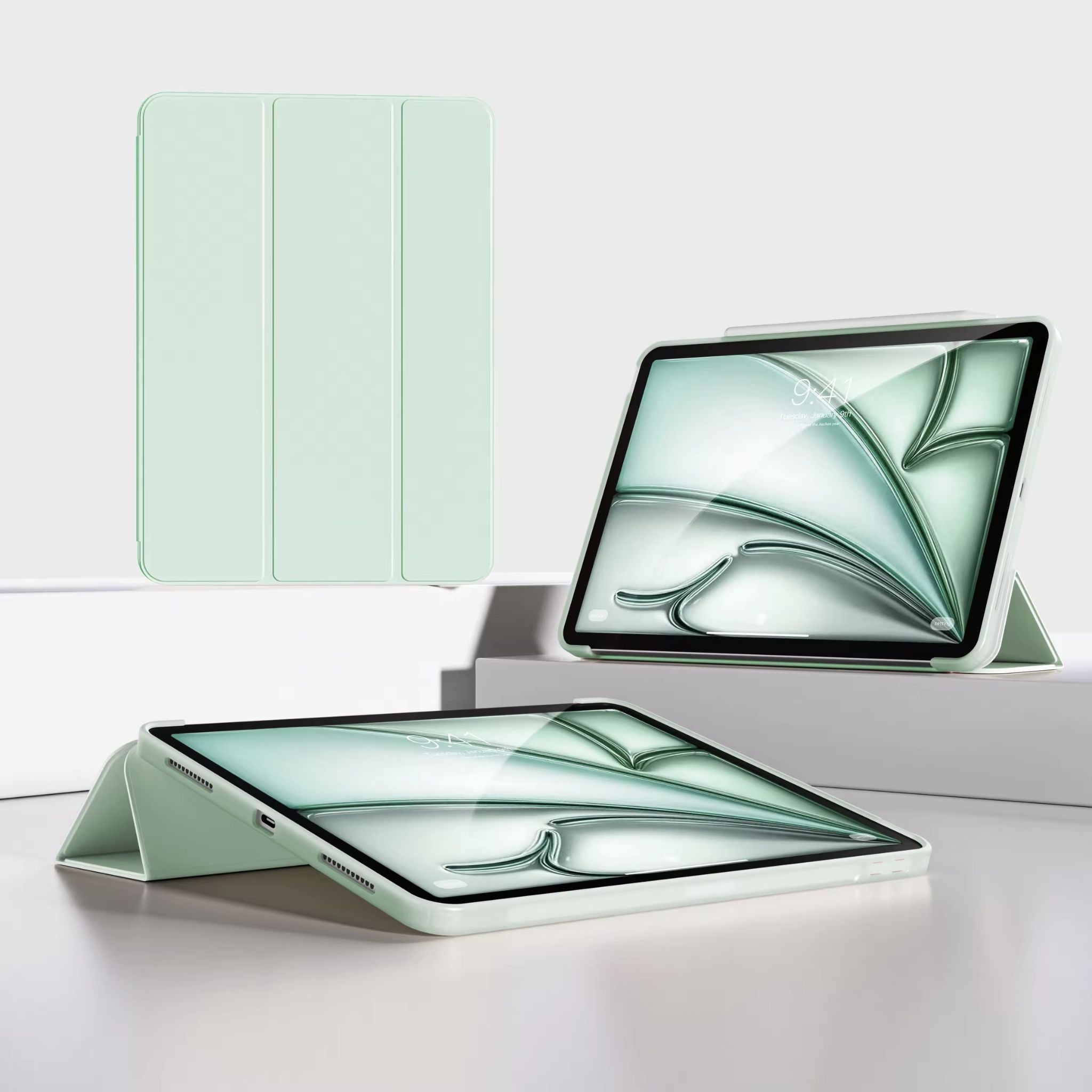 PU-læder flip-cover til iPad Air 13 2024 M2 med blød TPU-bagside og smart standfunktion til beskyttelse mod stød og ridser