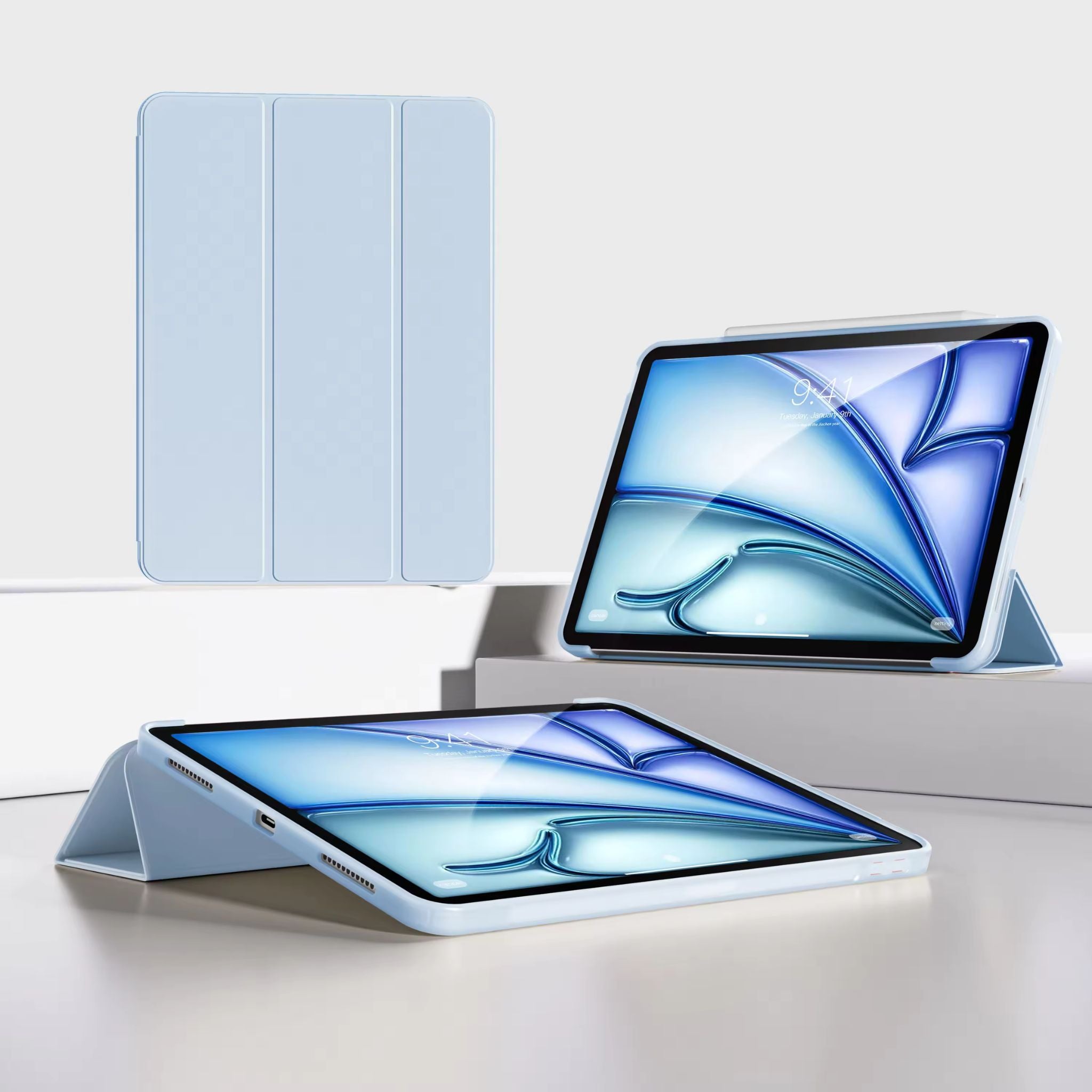 PU-læder flip-cover til iPad Air 13 2024 M2 med blød TPU-bagside og smart standfunktion til beskyttelse mod stød og ridser