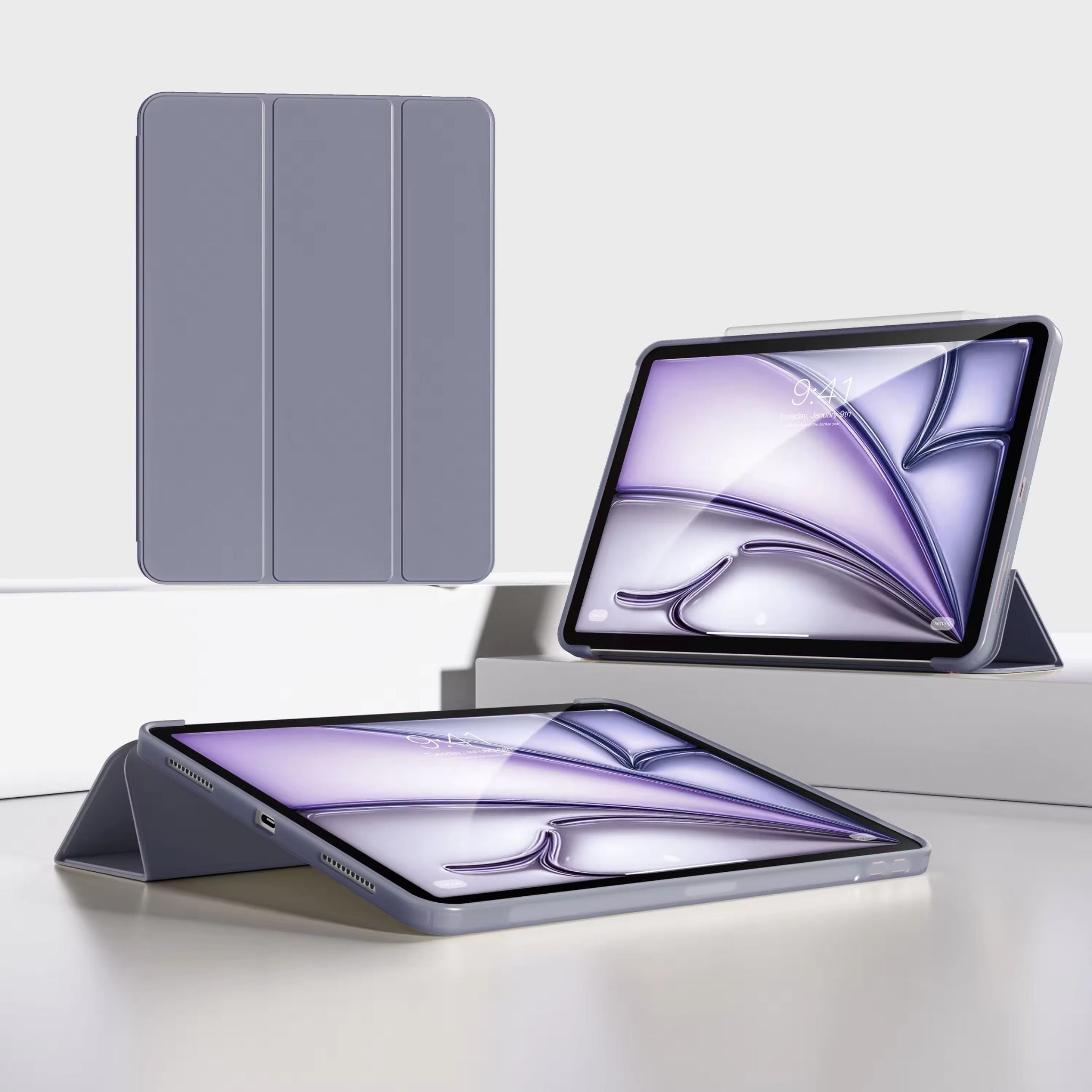 PU-læder flip-cover til iPad Air 13 2024 M2 med blød TPU-bagside og smart standfunktion til beskyttelse mod stød og ridser