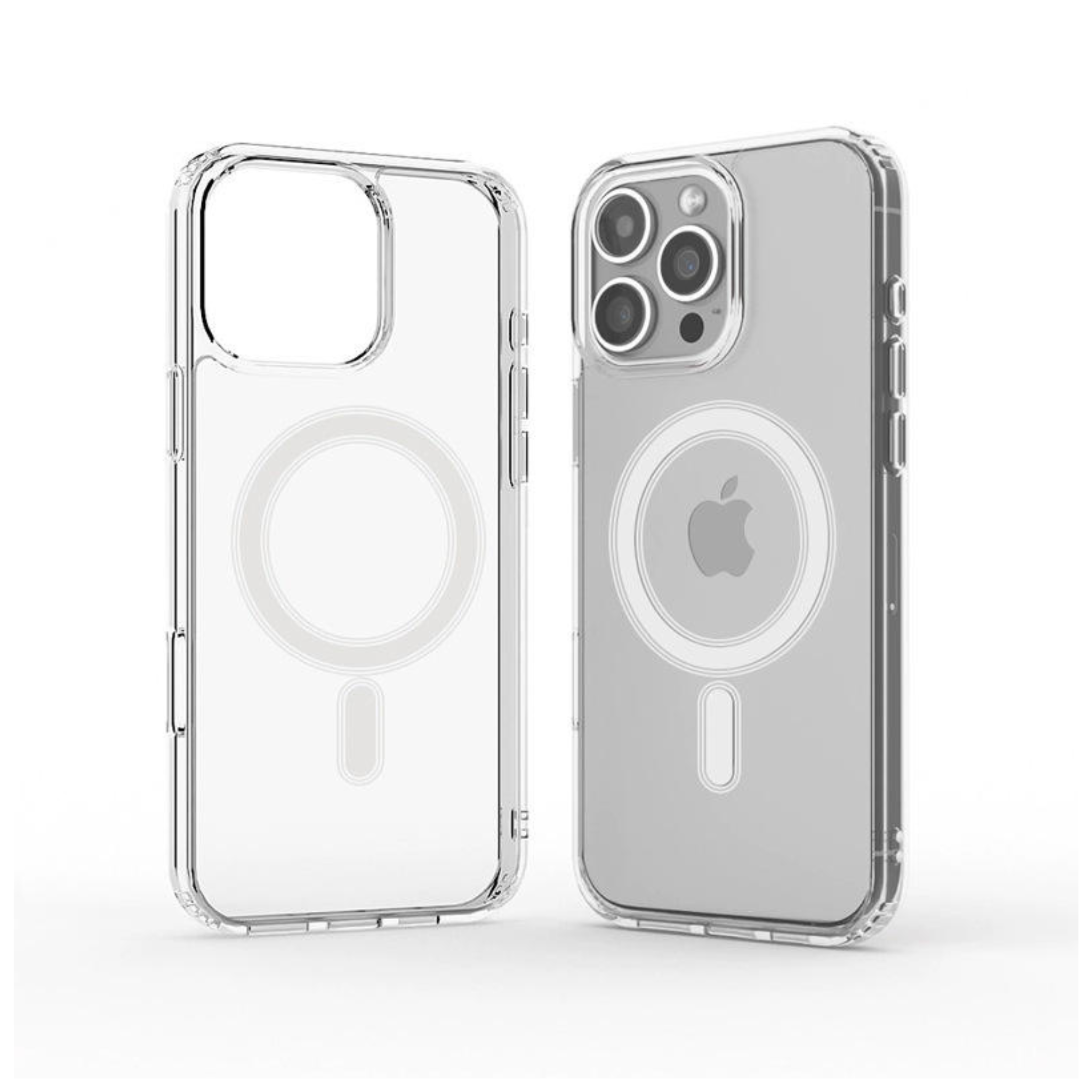 Gennemsigtigt MagSafe cover til iPhone med magnetisk ring og shockproof TPU beskyttelse til iPhone 16