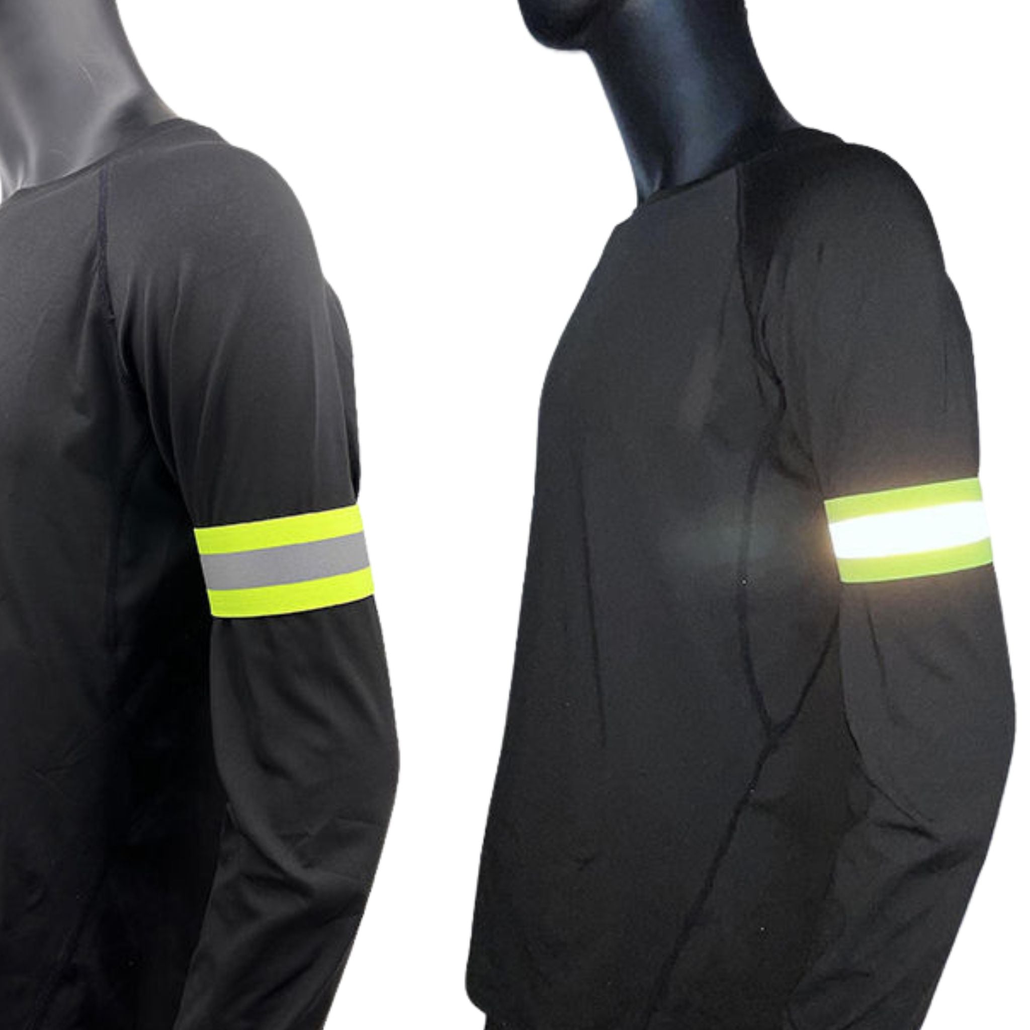 Justerbart og elastisk refleksbånd i fluorescerende gul til cyklister og fodgængere.