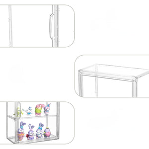 Gennemsigtig foldbar figurboks i PET plastik til stabelbar opbevaring og display af figurer og samleobjekter