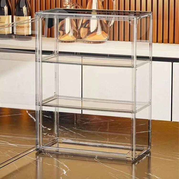 Gennemsigtig foldbar figurboks i PET plastik til stabelbar opbevaring og display af figurer og samleobjekter