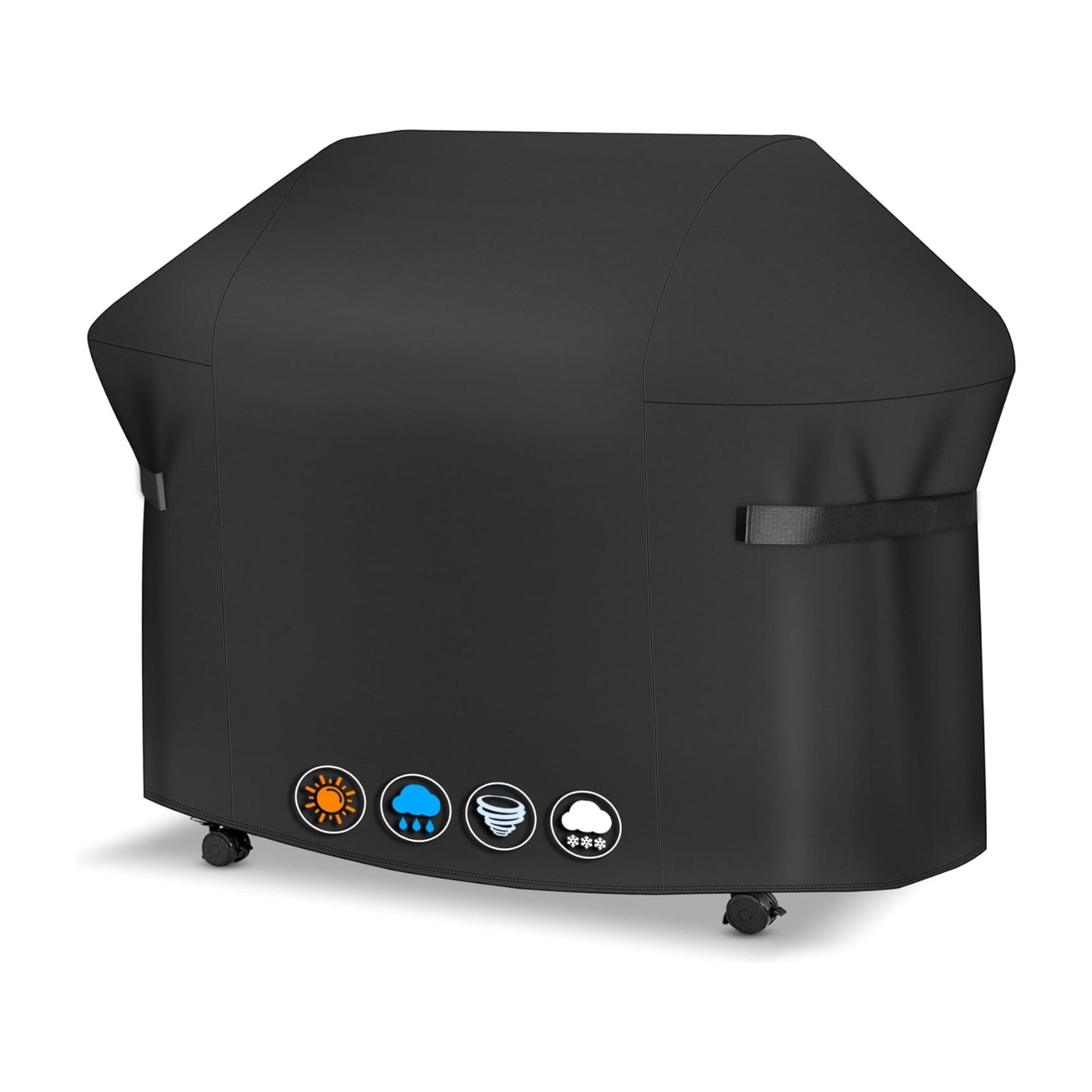 Stort universelt grillcover med målene 147 x 61 x 117 cm monteret på havegrill