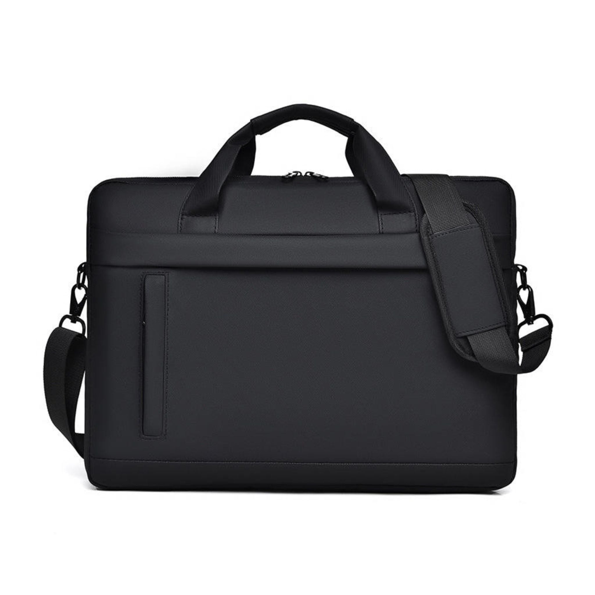 Køb en klassisk 16 tommer laptop briefcase i sort PU-læder til arbejde og erhvervsrejser.
