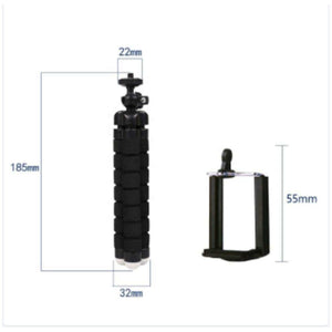 Fleksibelt mini octopus tripod til mobil og kamera i ABS materiale med twist lock, kompakt 18.5 cm stativ til bord og rejsebrug
