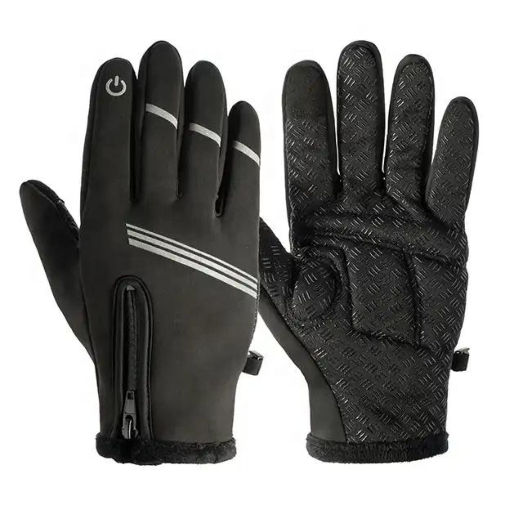 Varme sorte touchscreen vinterhandsker i polar fleece til voksne