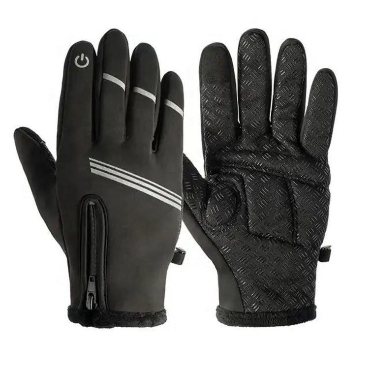 Varme sorte touchscreen vinterhandsker i polar fleece til voksne
