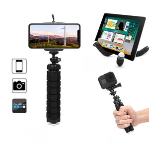 Fleksibelt mini octopus tripod til mobil og kamera i ABS materiale med twist lock, kompakt 18.5 cm stativ til bord og rejsebrug